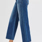 RISEN Full Size Mid Rise Crop Wide Raw Cut Hem Jeans Plus Size - Farnelli