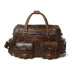 Finn handcrafted buffalo leather laptop briefcase by Classy Leather Bags, showcasing durable, stylish design with leather handles and compartments.
