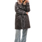 Genuine Fox Fur Trim Mid Length Coat