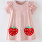 Children's Strawberry Applique Ruffle Sleeve Dress - Farnelli