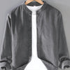 Men's Plus Size Button Up Long Sleeve Shirt - Gray