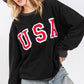 SAGE + FIG USA Letter Patch Round Neck Sweatshirt - Farnelli
