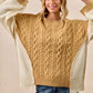 BiBi Cable Knit With Hacci Combo Sweater With Uneven Hem Detail - Farnelli