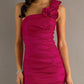 CLEARANCE - Eureka 1893 Rosette Studded Single Strapped Red Cocktail Dress (Size 2XL, 3XL)