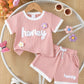 Children's Honey Flower Waffle Knit Tee and Shorts Set - Farnelli