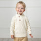 Organic Mock Neck Cable Sweater with Buttons