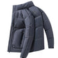 Men's Plus Size Stand Collar Puffer Jacket with Side Zipper Pockets - Farnelli