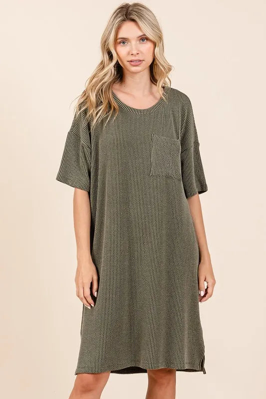 Mittoshop Urban Rib Knit Short Sleeve Tee Dress - Farnelli