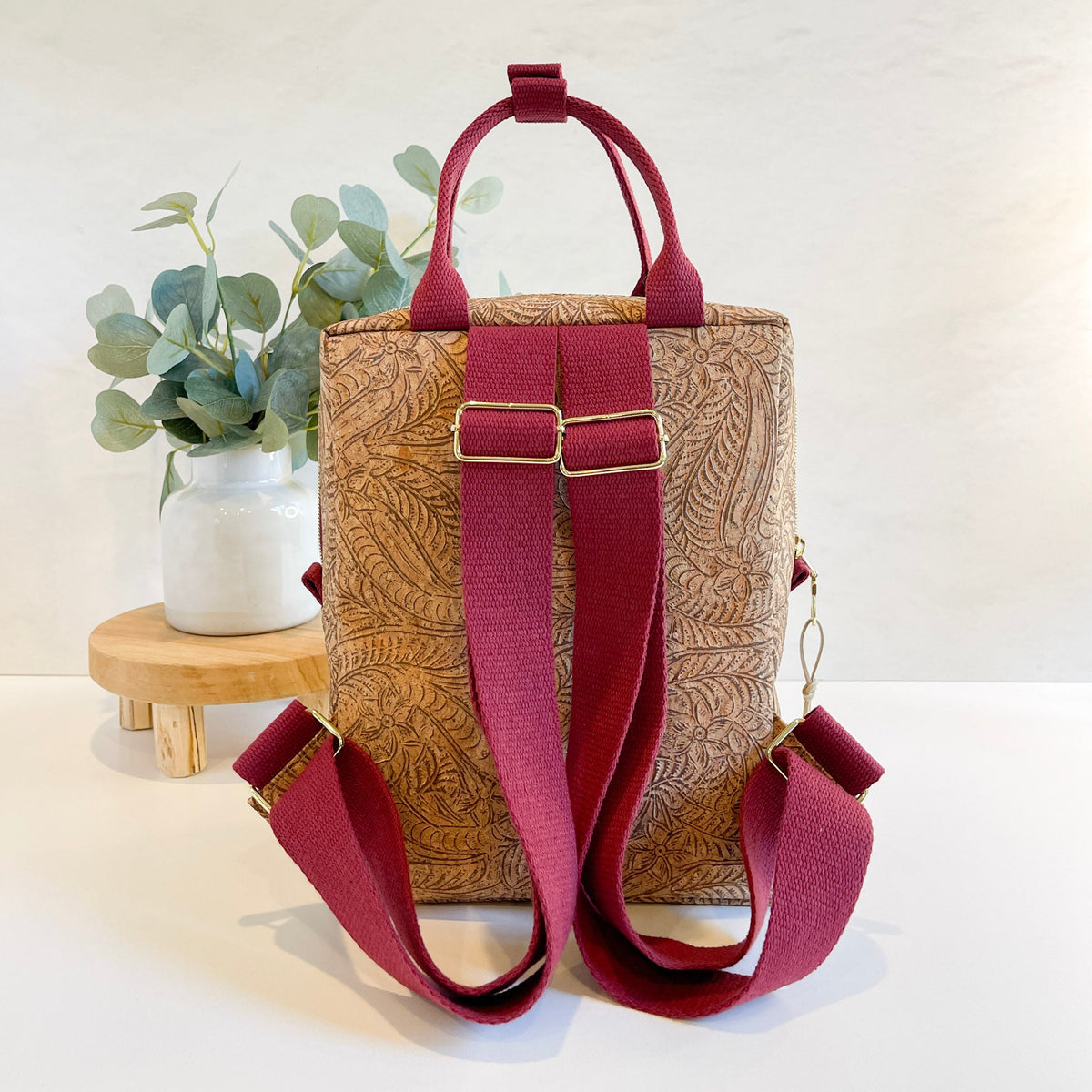 Carry Courage GAME CHANGER mini backpack in a paisley pattern, front view