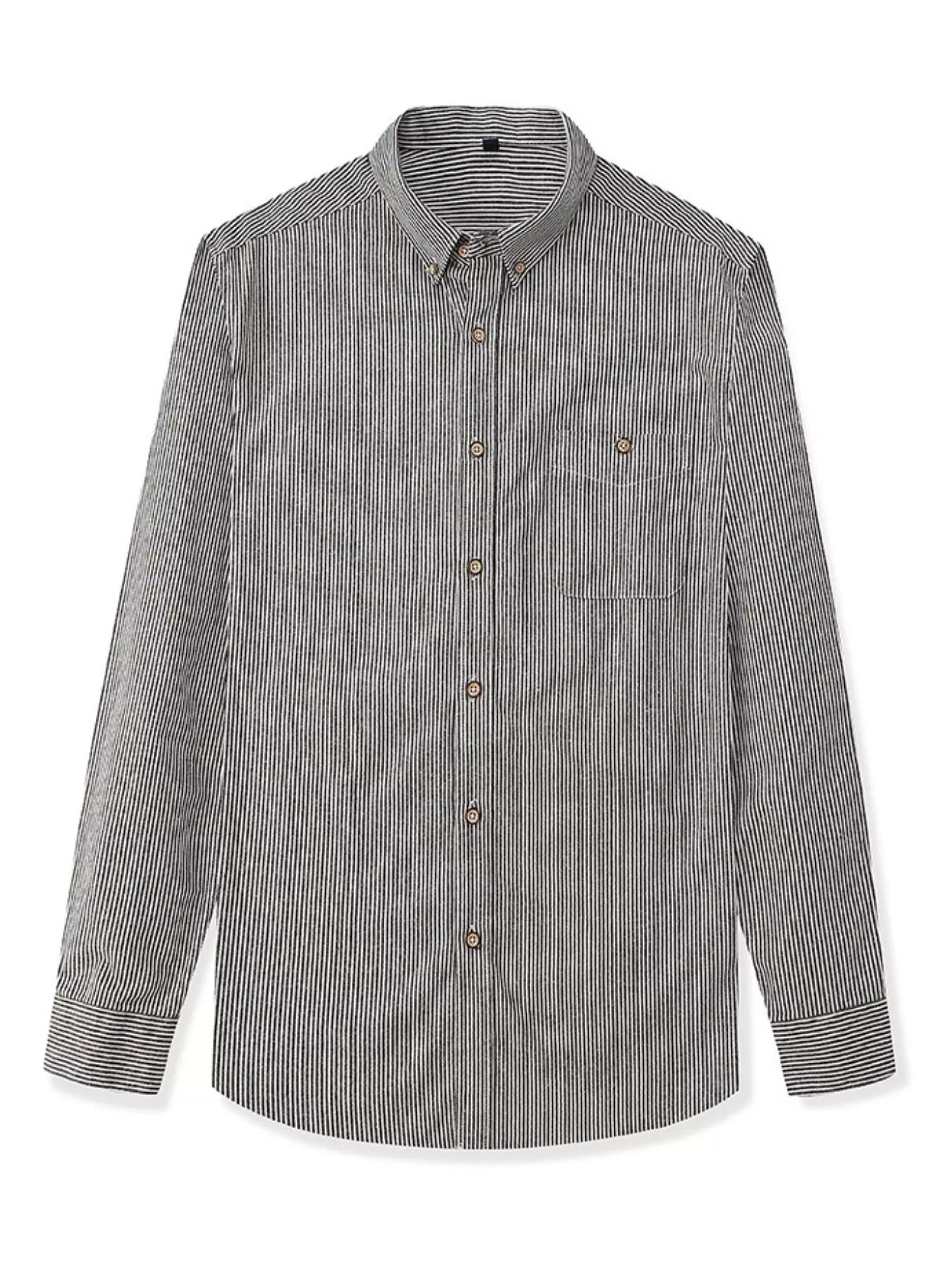 Men's Full Size Casual Striped Corduroy Shirt Plus Size - Farnelli