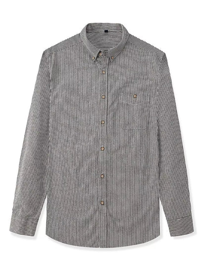 Men's Full Size Casual Striped Corduroy Shirt Plus Size - Farnelli