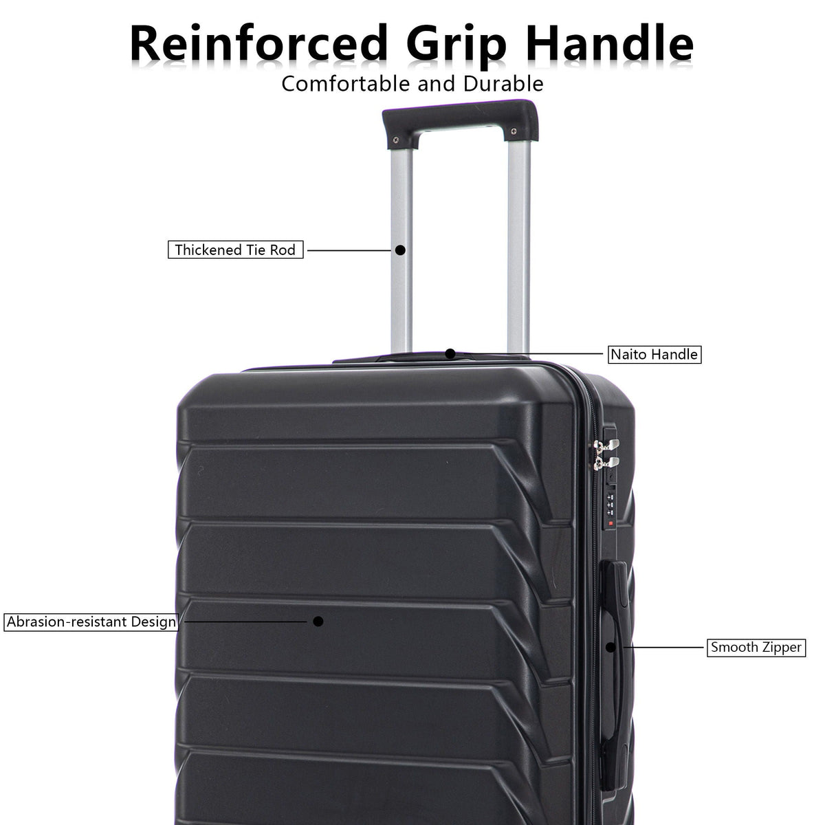 HouseOfZazla 3-piece spinner wheel luggage set with combination locks