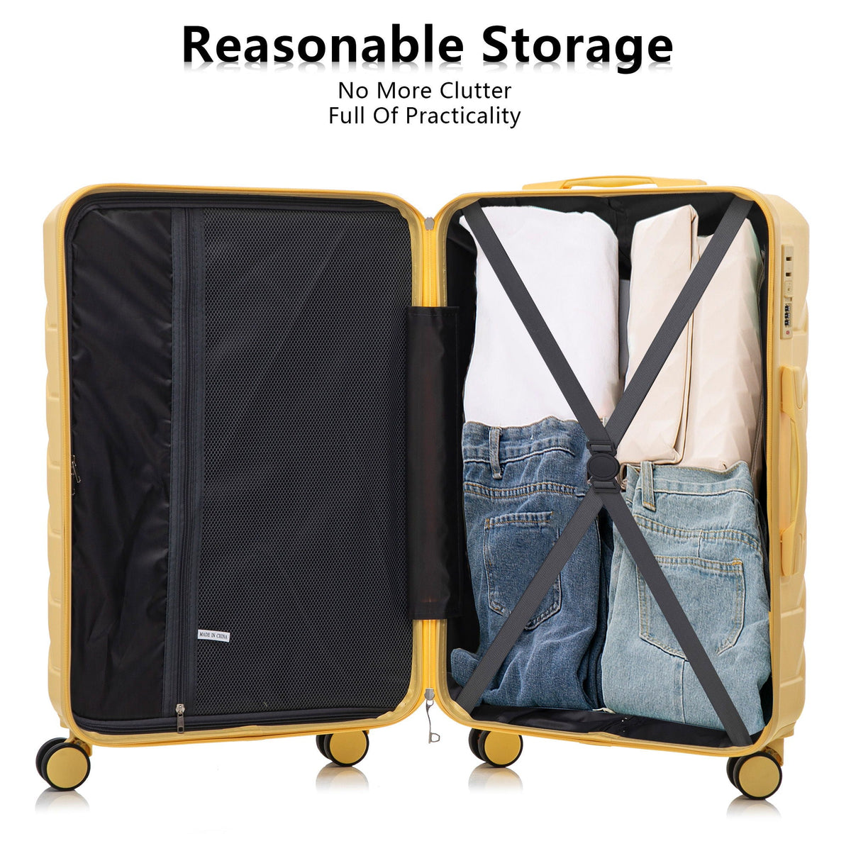 HouseOfZazla 3-piece spinner wheel luggage set with combination locks