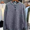 Men's Plus Size Button Detail Dropped Shoulder Sweater - Black Gray