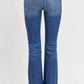 RISEN Full Size Distressed Mid Rise Flare Jeans Plus Size - Farnelli