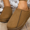Round Toe Platform Slippers - Camel