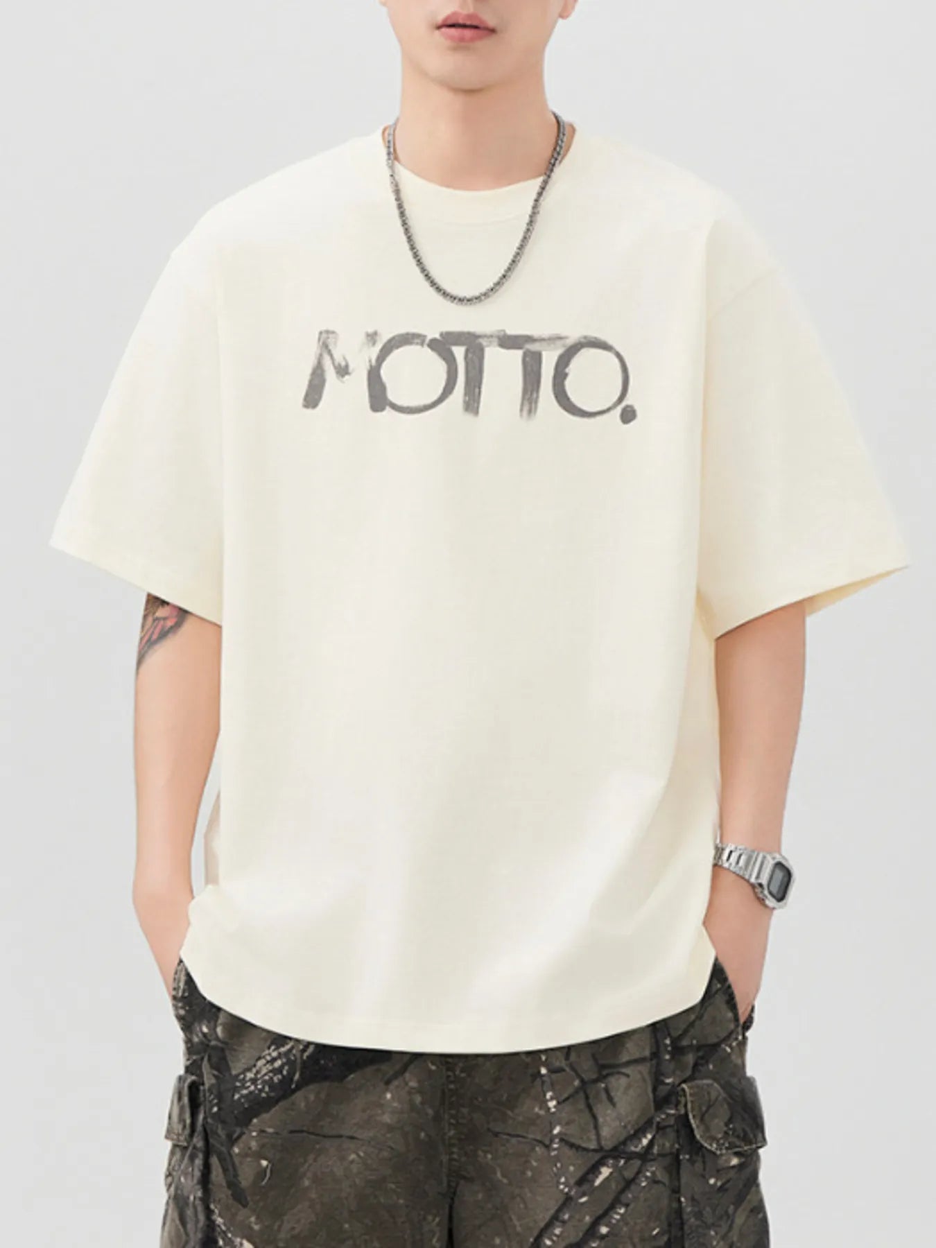 Men's Plus Size Letter Round Neck Half Sleeve T-Shirt - Farnelli