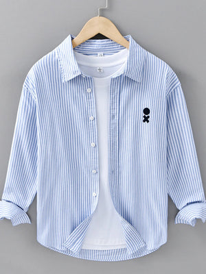 Men's Plus Size Striped Casual Long Sleeve Shirt - Farnelli