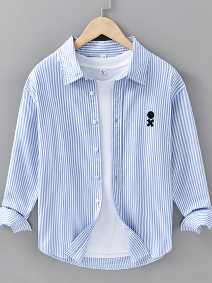 Men's Plus Size Striped Casual Long Sleeve Shirt - Farnelli
