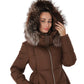 Genuine Silver Fox Fur Trim Down Coat