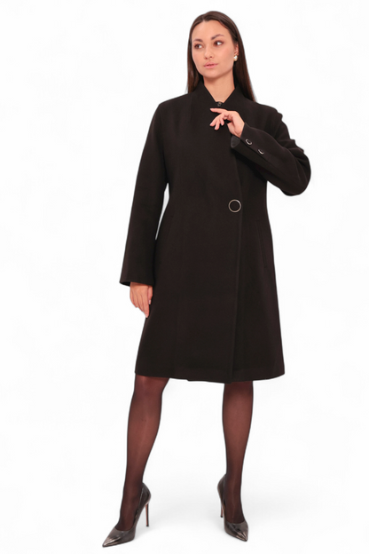 Opera Midi Cashmere Blend Overcoat in Black