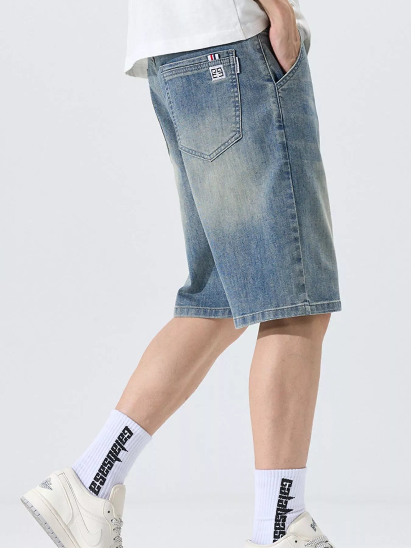 Men's Washed Loose Fit Denim Shorts - Farnelli