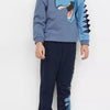 Children's Dinosaur Print Long Sleeve Sweatshirt & Pants Set - Dusty Blue