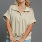 Umgee Full Size Half-Zip Short Sleeve Top Plus Size - Farnelli