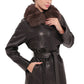 Genuine Leather Polar Fox Trim Coat