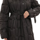 Riley Genuine Fur Trim Down Fill Coat in Black