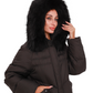 Nellie Genuine Fur Trim Down Fill Coat in Black