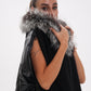 Alaska Outerwear Company black Saga Furs silver fox wool cashmere poncho vest coat