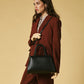 Zita (black) - Italian calf leather women's handbag (with shoulder strap)
