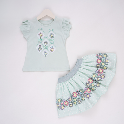 Blue Blossom Girl Skirt Set - Farnelli