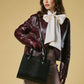 Patrizia (black) - Italian calf leather women's handbag (with shoulder strap)