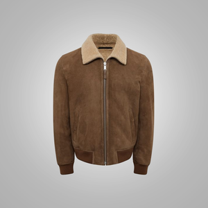 Men’s B3 Brown Sheepskin Flying Aviator Shearling Bomber Leather Flying Jacket