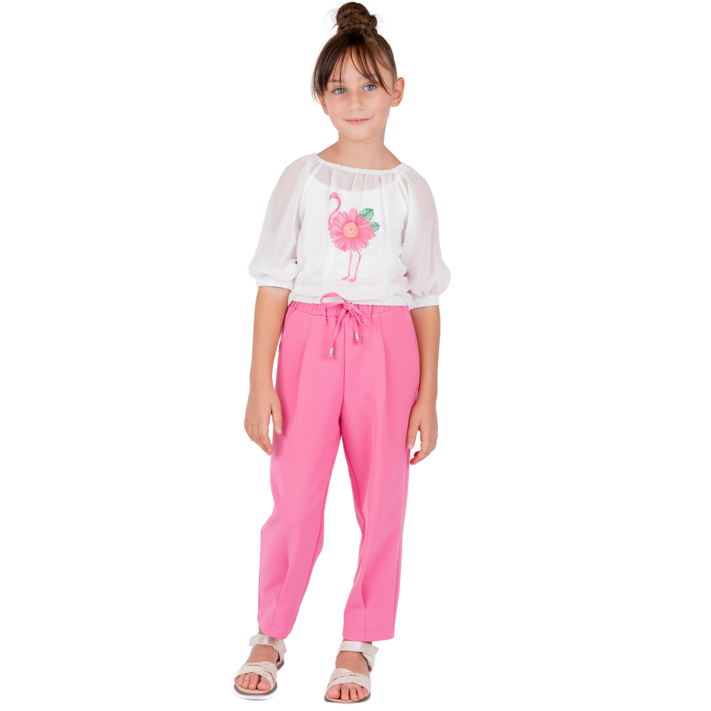 Stylish Flamingo Girls Casual Set - Farnelli