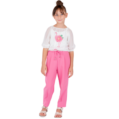 Stylish Flamingo Girls Casual Set - Farnelli