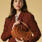 Ornella (cognac) - Italian calf leather women's crossbody bag (with shoulder strap)