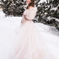 Blush with Black Tips Faux Fur Shawl (Lilian Blu02)
