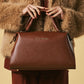 Cecilia (brown) - Italian calf leather women's handbag (with shoulder strap)
