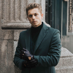Enzo (black) - Italian lambskin leather driving gloves