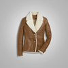 Women’s Camel Brown B3 Shearling Pilot Leather Aviator Jacket - Brown