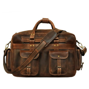 Classy Leather Bags Pilot Business Briefcase with multiple compartments and sleek black leather finish.