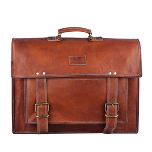 Classy Leather Bags MaheTri Big Pocket messenger bag with large front pocket and adjustable strap, made of durable leather.