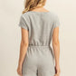 HYFVE Round Neck Short Sleeve Drawstring Waist Romper - Farnelli