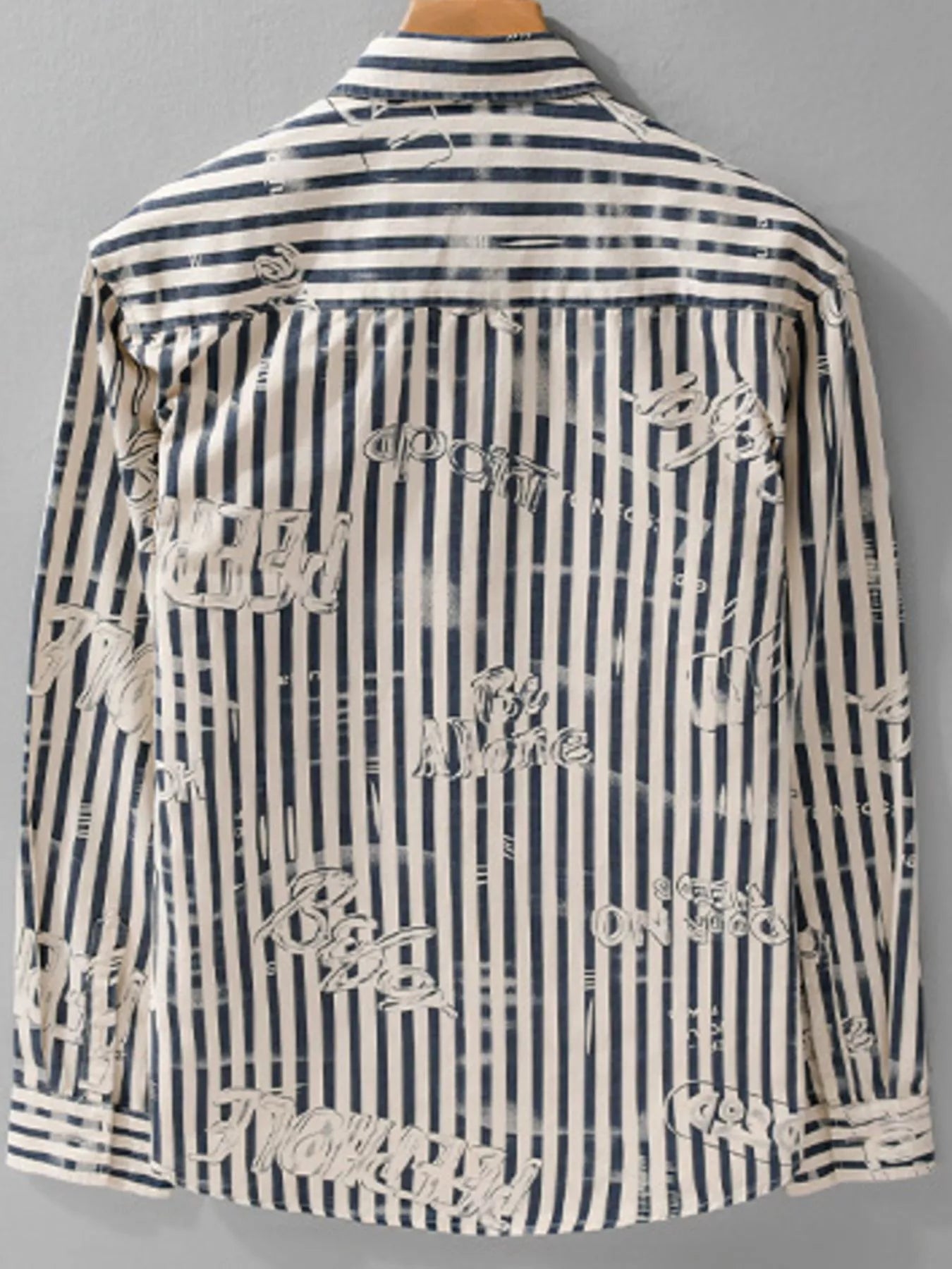 Men's Plus Size Striped Button Up Long Sleeve Shirt - Farnelli