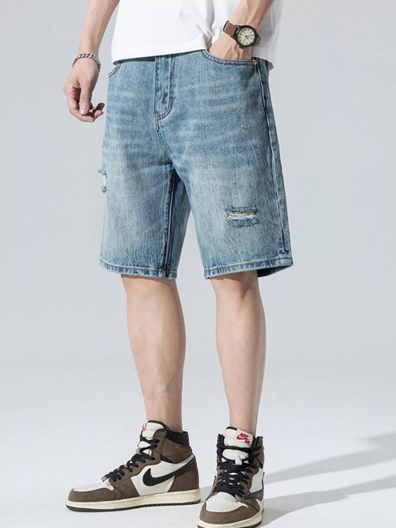 Men's Distressed Denim Shorts - Farnelli