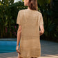 Openwork Round Neck Short Sleeve Cover-UP - Farnelli