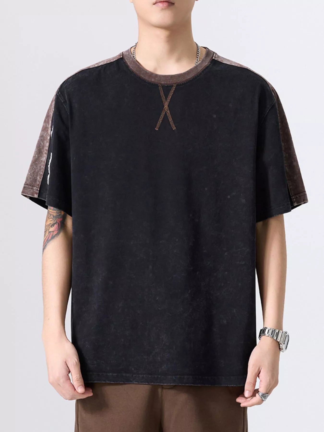 Men's Plus Size Round Neck Short Sleeve T-Shirt - Farnelli